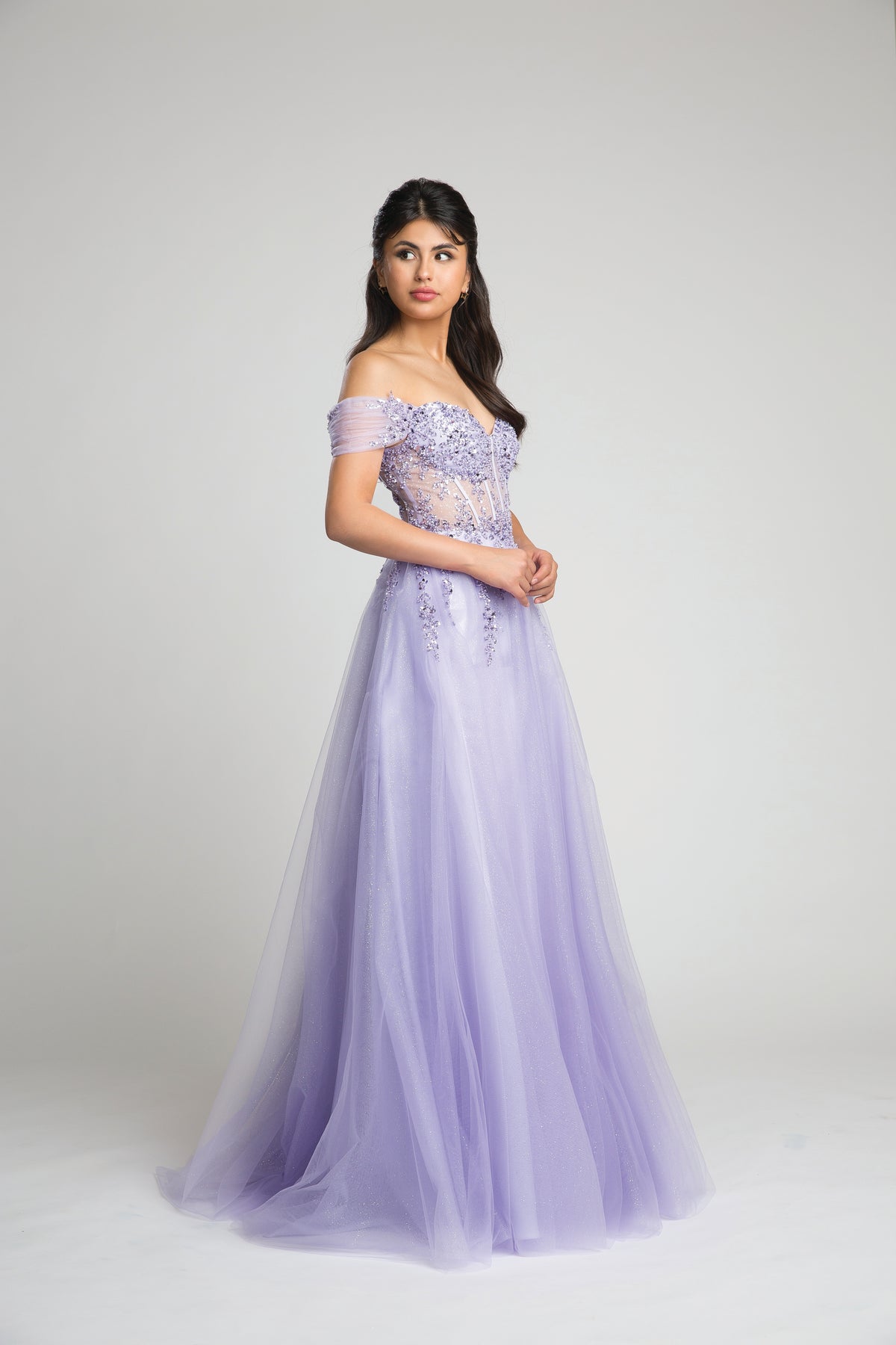 Fiesta 10318 Off Shoulder Tulle Corset Dress - NORMA REED