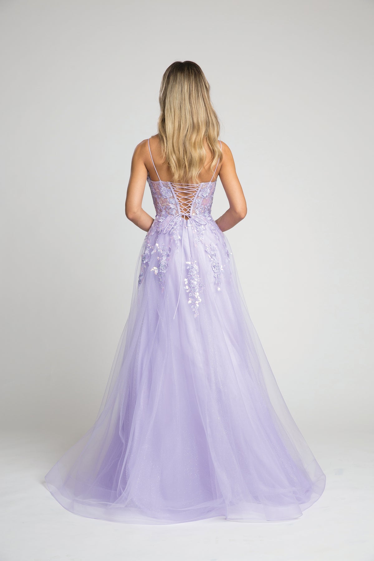 Fiesta Fashions 67051 Lace Embroidered Tulle Corset Dress - NORMA REED