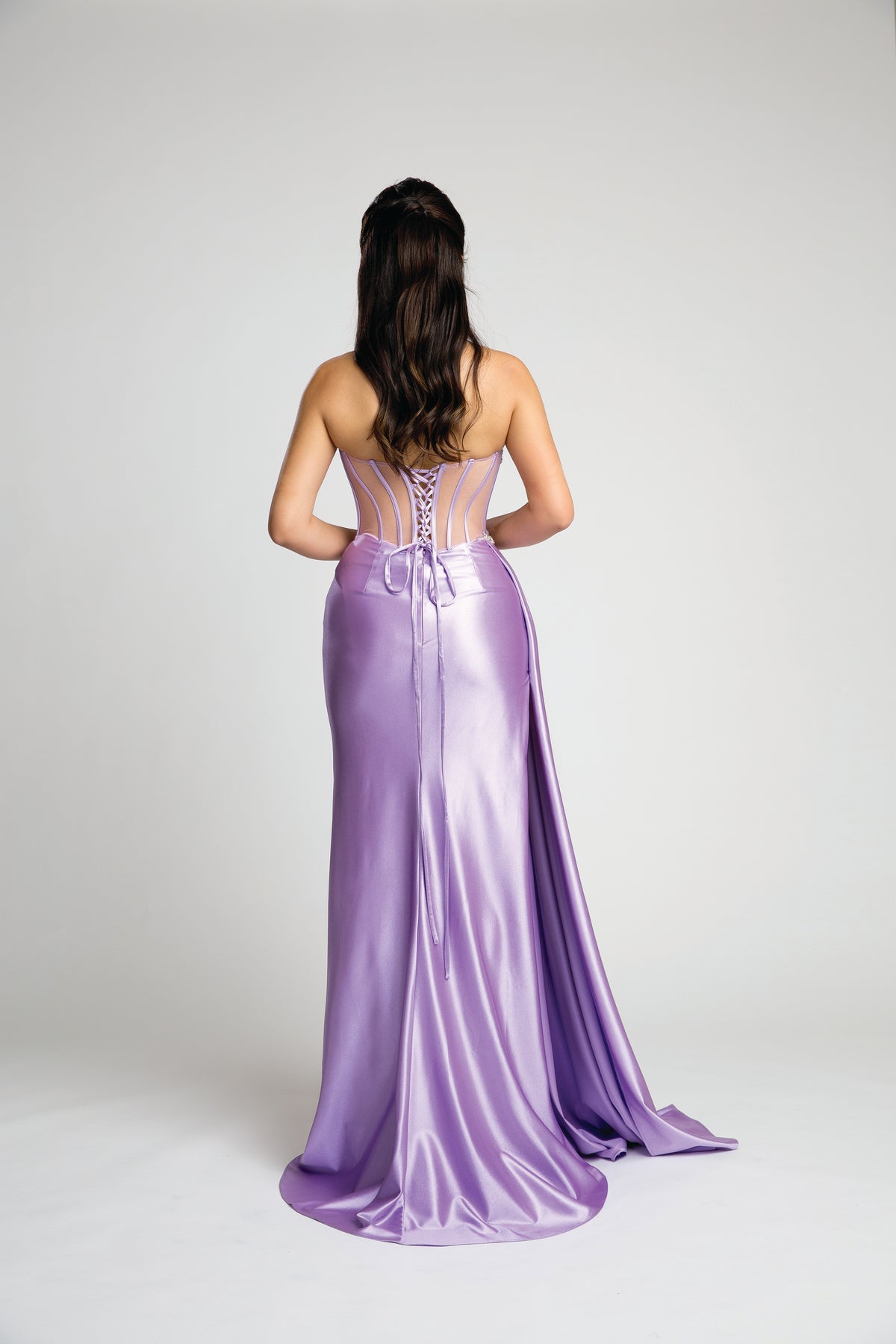 Fiesta 67094 Satin Crystal Slit Leg Dress - NORMA REED