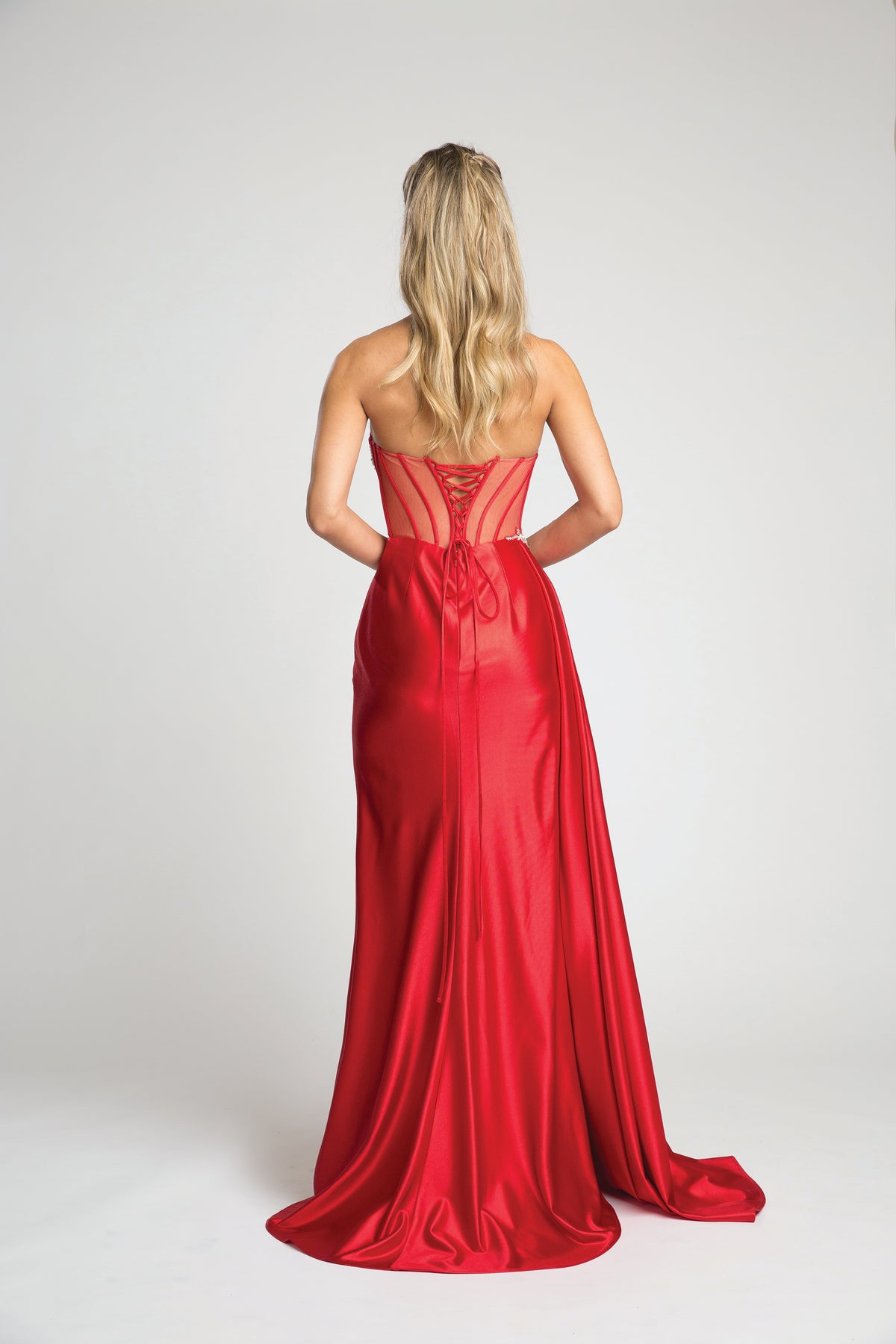 Fiesta 67094 Satin Crystal Slit Leg Dress - NORMA REED