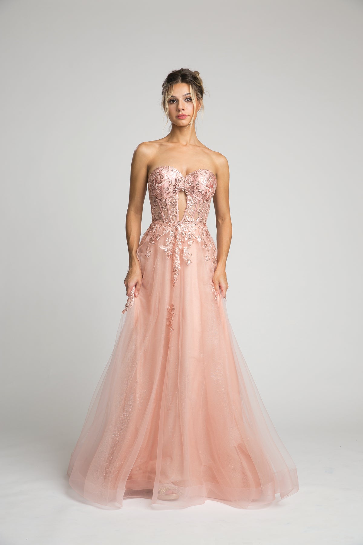 Fiesta 67204 Strapless Sequin Tulle Gown - NORMA REED