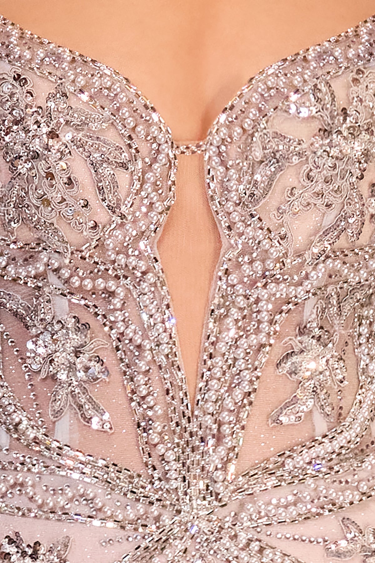 Ladivine CC0240 Fit & Flare Crystal Embroidered Gown - NORMA REED