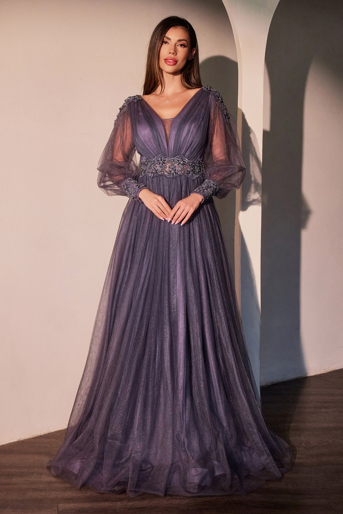 Ladivine CD0938 Long Sleeve A Line Dress - NORMA REED