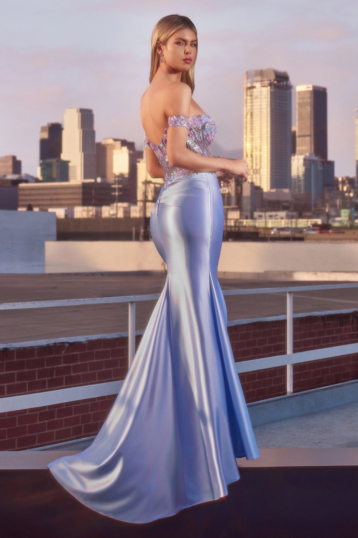 Ladivine CD745 Floral Sparkling Gown - NORMA REED