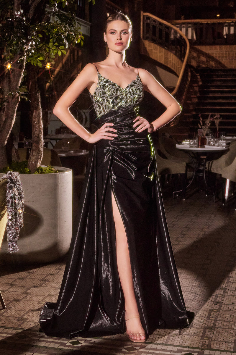 Ladivine J882 Slit Leg Dress with Removable Jacket - NORMA REED