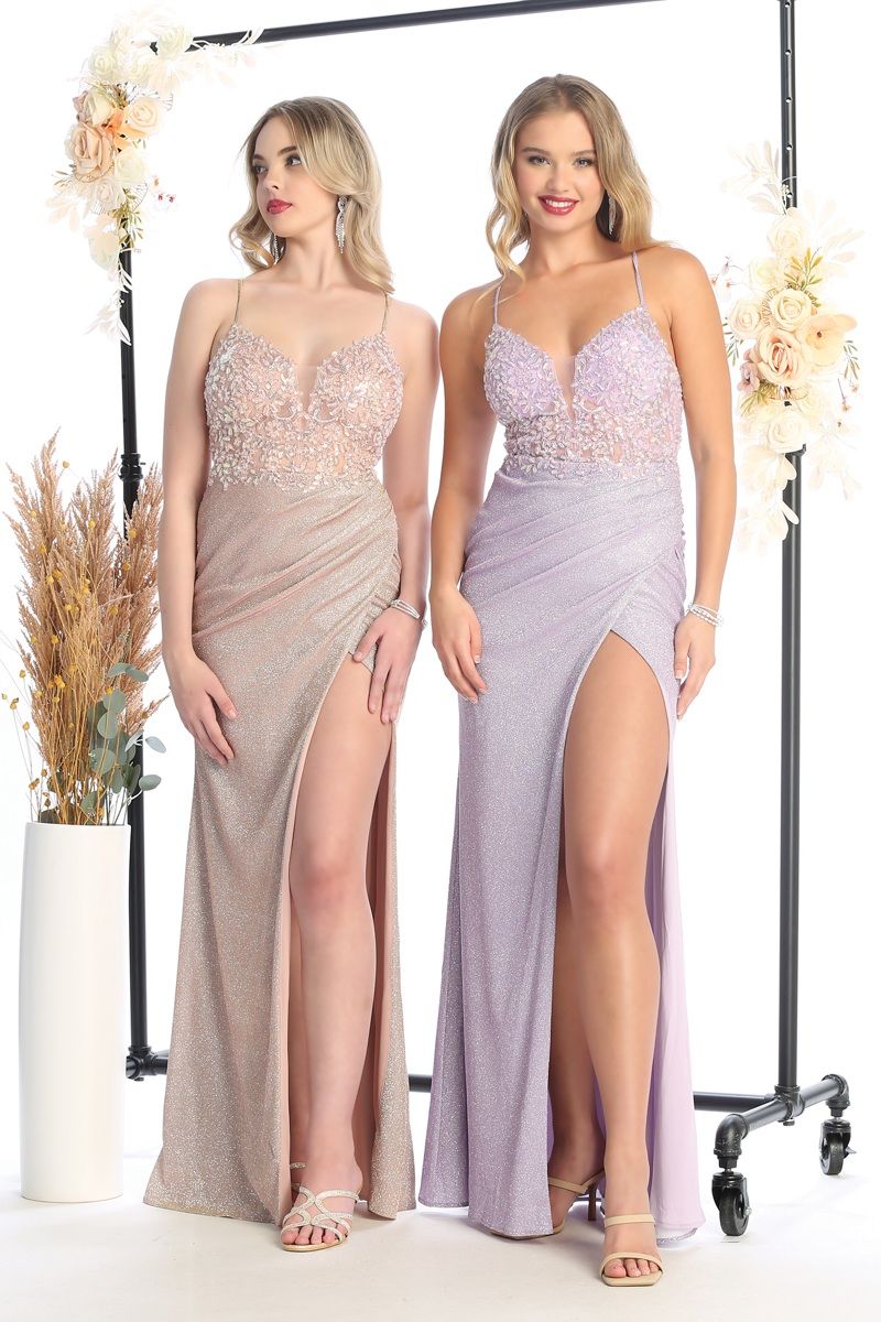 Cindy Collection 50476 Sparkling Slit Leg Dress - NORMA REED