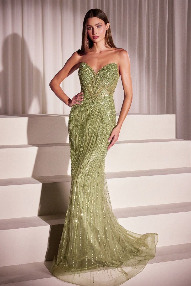 Ladivine CC416 Strapless Sequin Fitted Dress - NORMA REED
