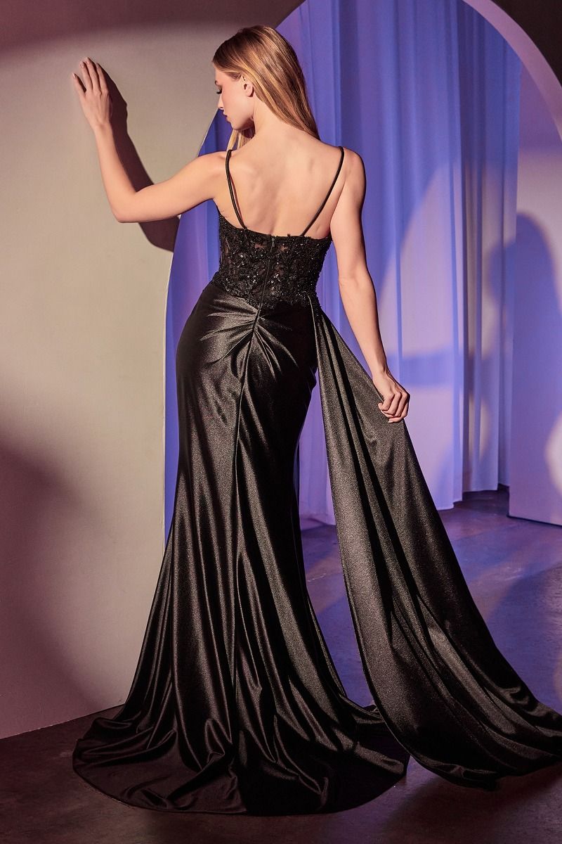 Ladivine KV1117 Satin Pleated Fitted Dress - NORMA REED
