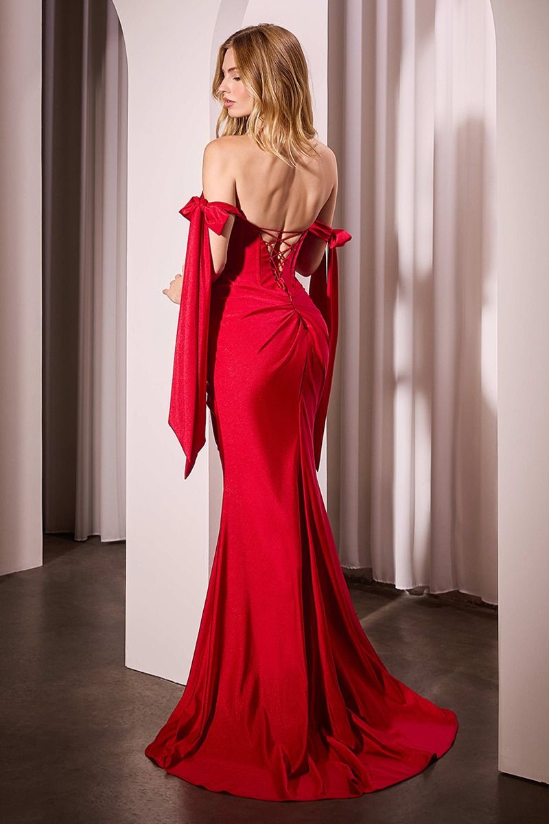 Ladivine KV1120 Off the Shoulder Stretch Spandex Fitted Dress - NORMA REED