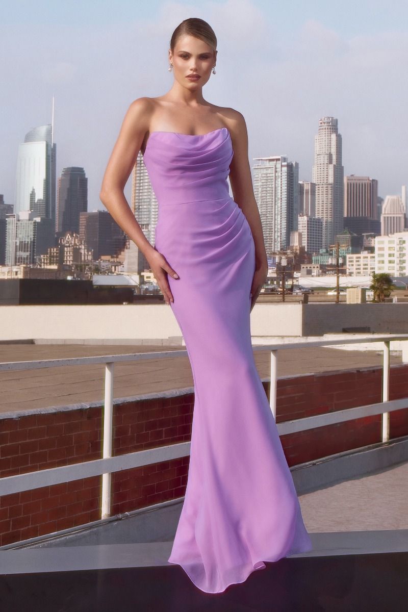 Amoris T702 Strapless Chiffon Dress - NORMA REED