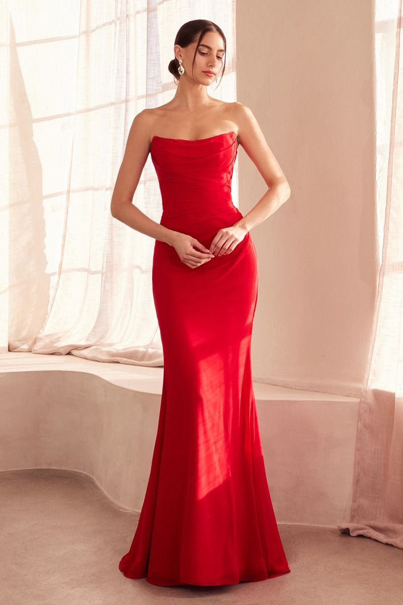 Amoris T702 Strapless Chiffon Dress - NORMA REED