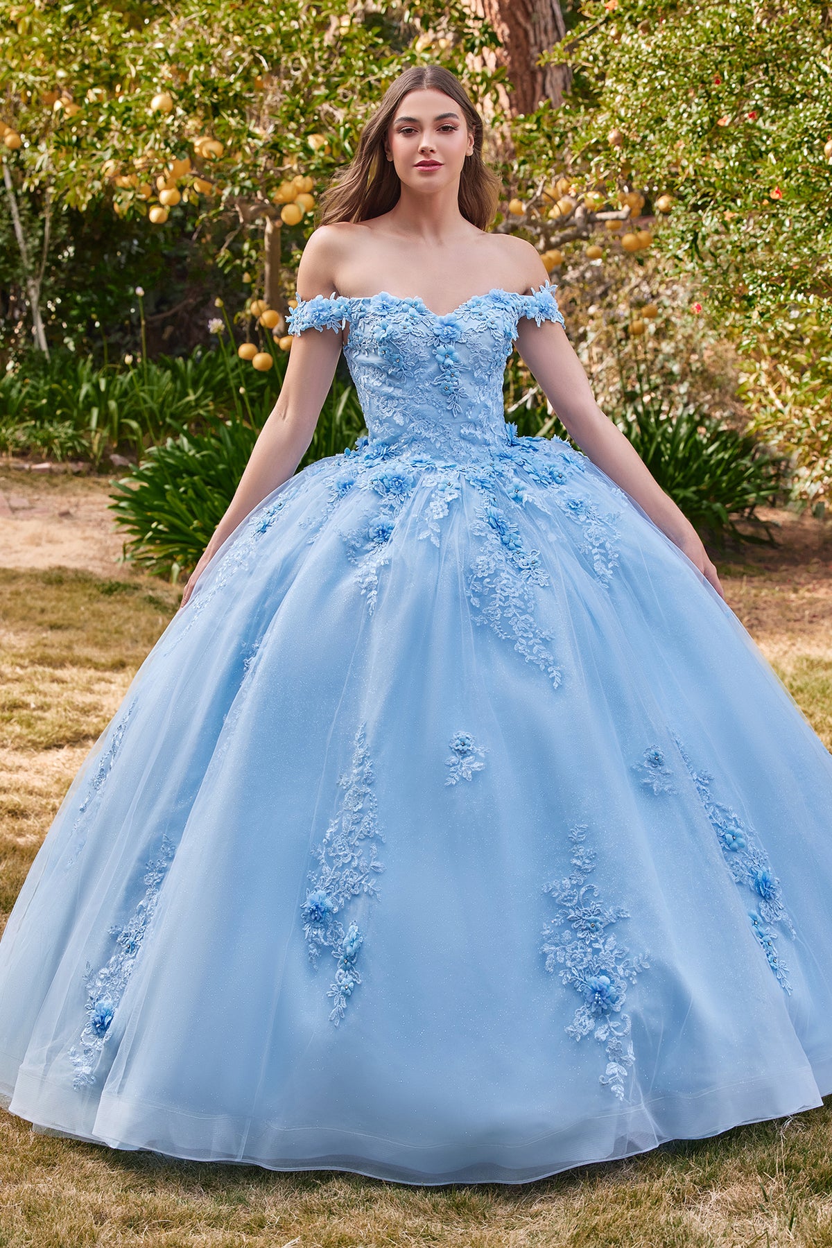 Cinderella Divine 15702 Ladivine Off Shoulder Quince Ball Gown - NORMA REED