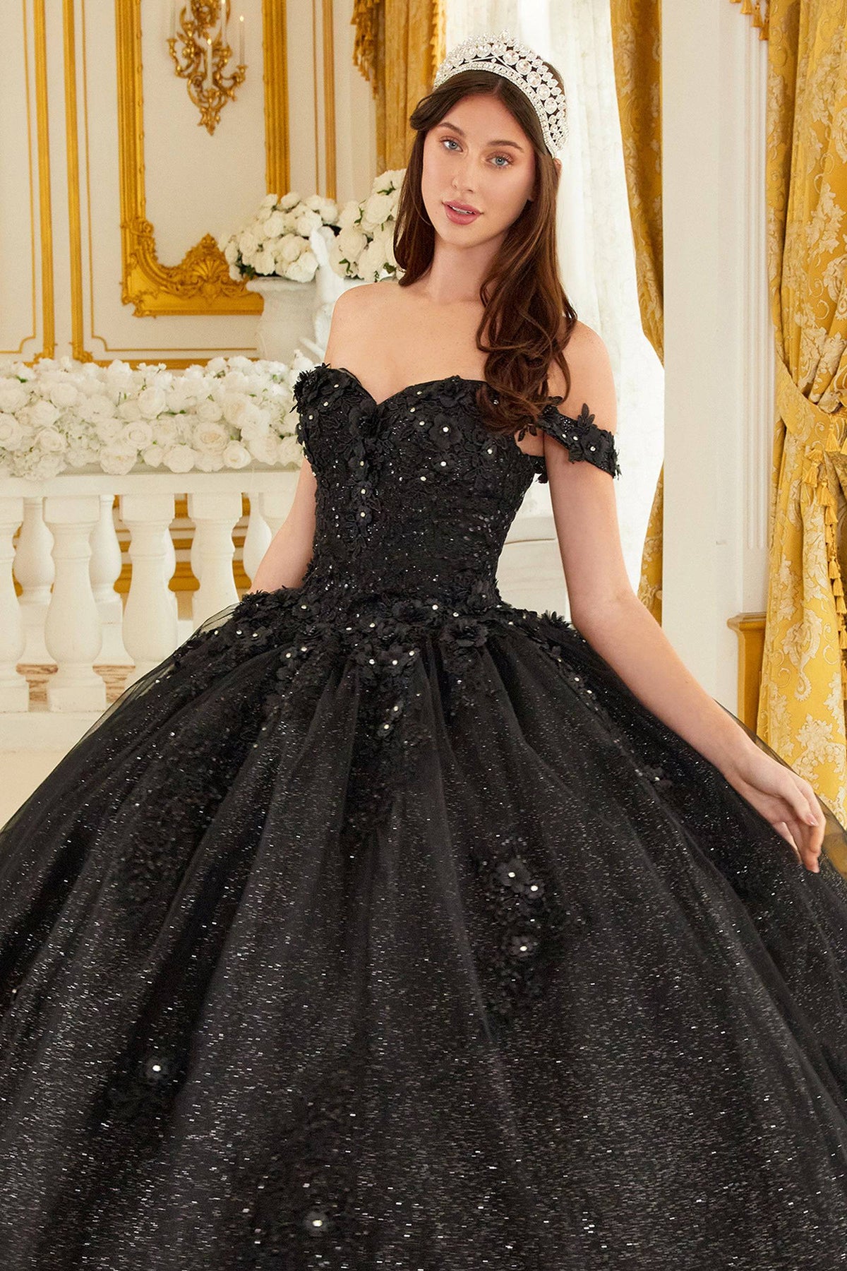 Cinderella Divine 15702 Ladivine Off Shoulder Quince Ball Gown - NORMA REED