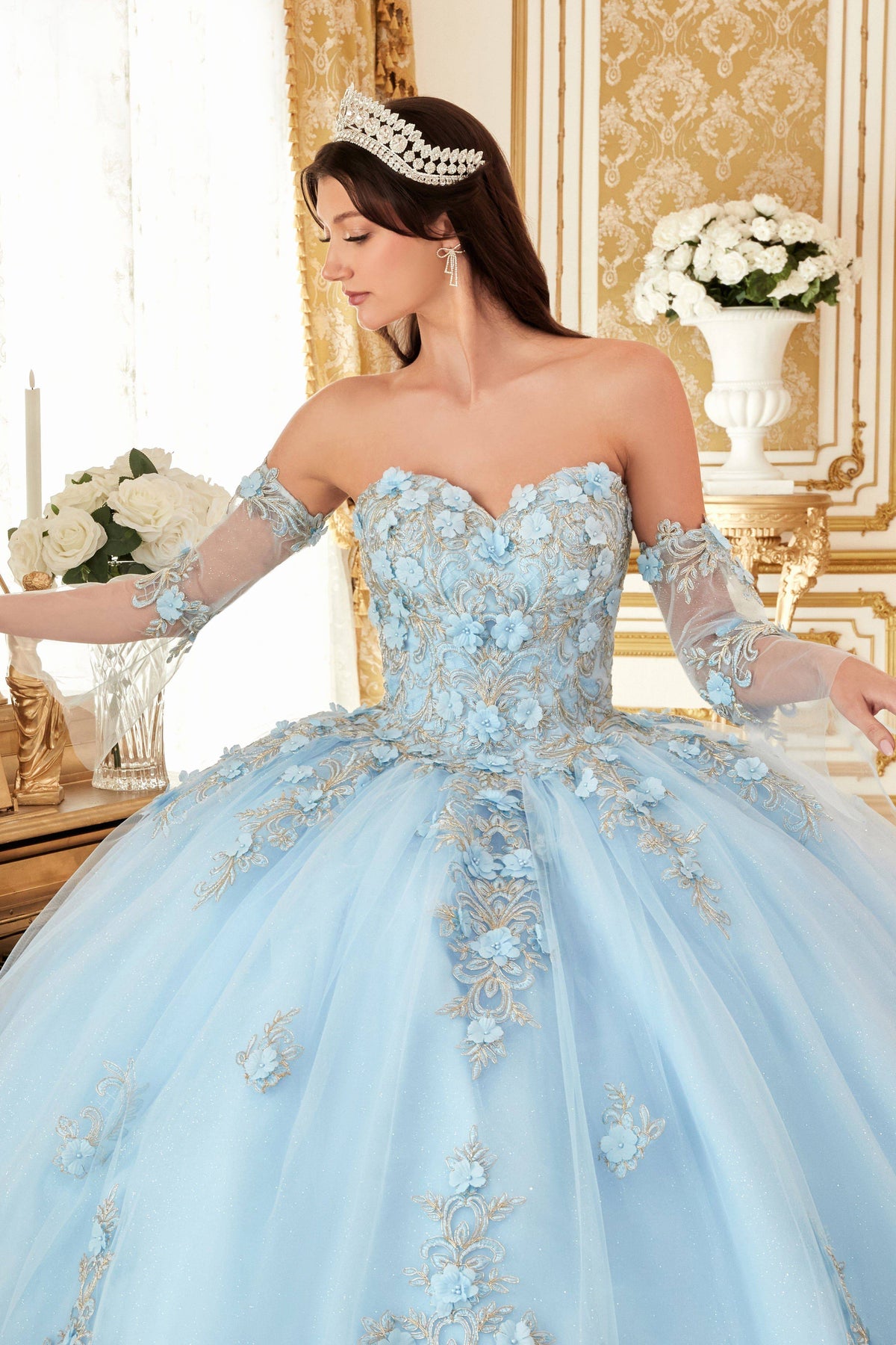 Cinderella Divine 15714 Ladivine Layered Floral Ball Gown Quinceanera Dress - NORMA REED