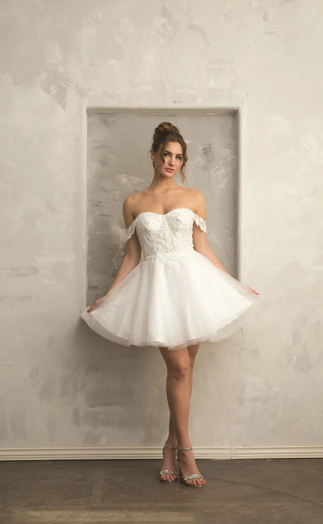 Fiesta 10310 Off the Shoulder Shimmering Lace Embroidered Dress Norma Reed