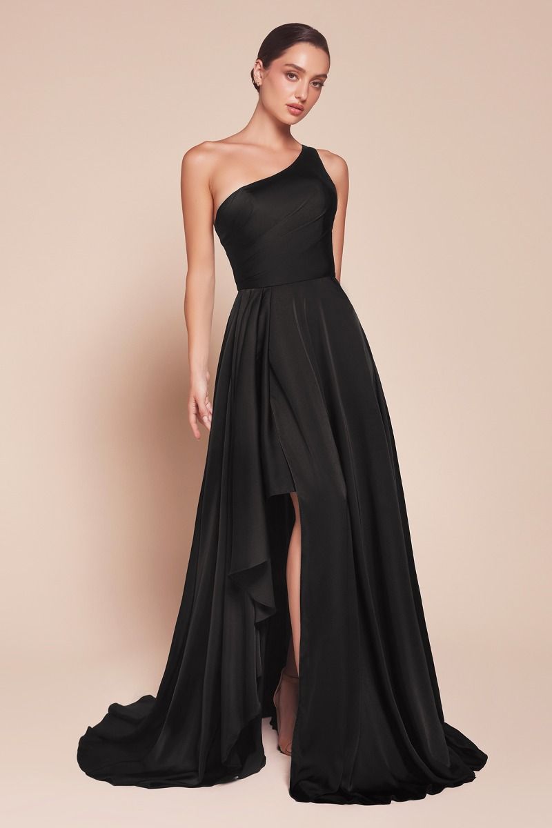 Ladivine 7450 One Shoulder Soft Satin A Line Dress - NORMA REED