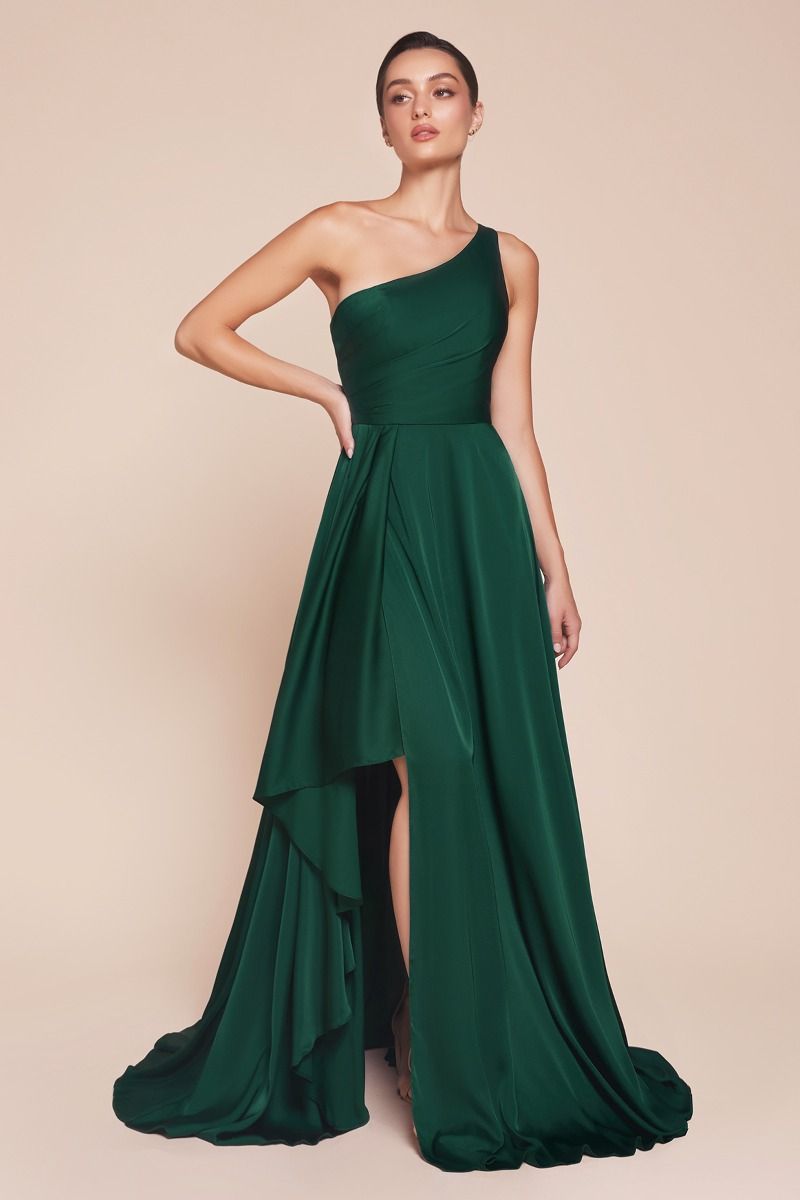 Ladivine 7450 One Shoulder Soft Satin A Line Dress - NORMA REED