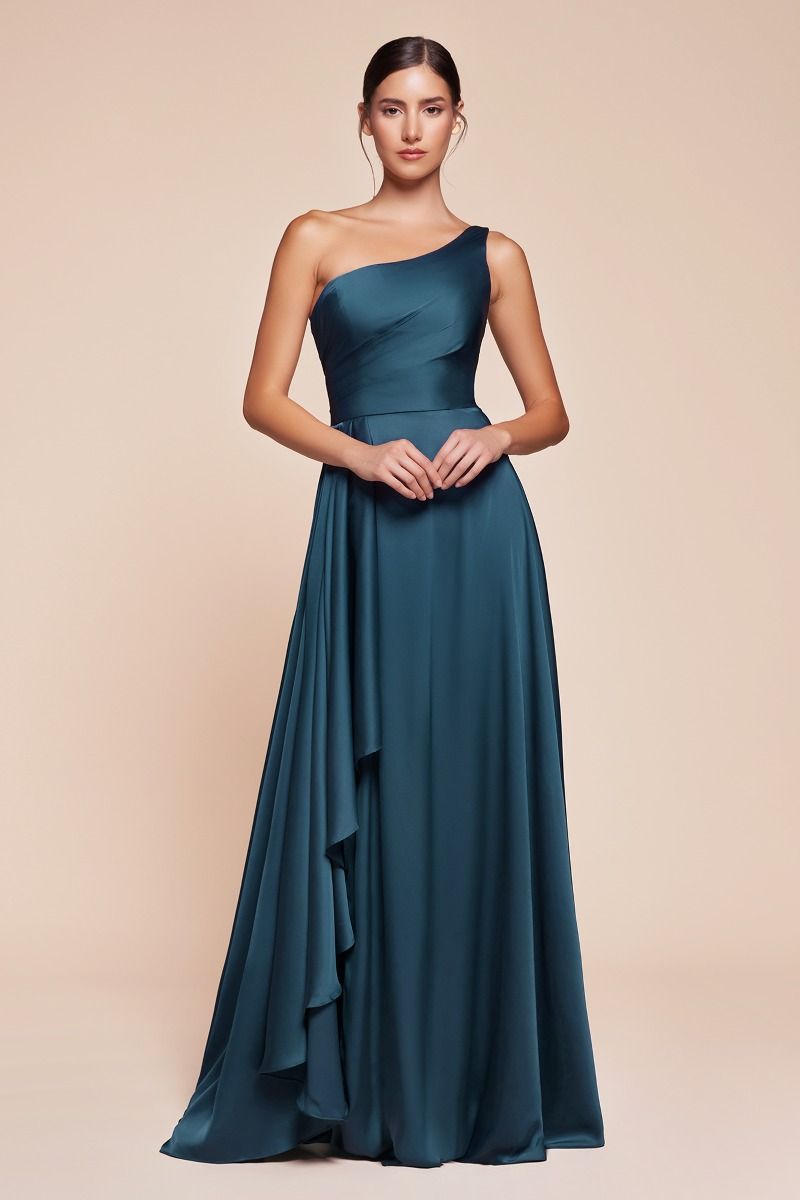 Ladivine 7450 One Shoulder Soft Satin A Line Dress - NORMA REED