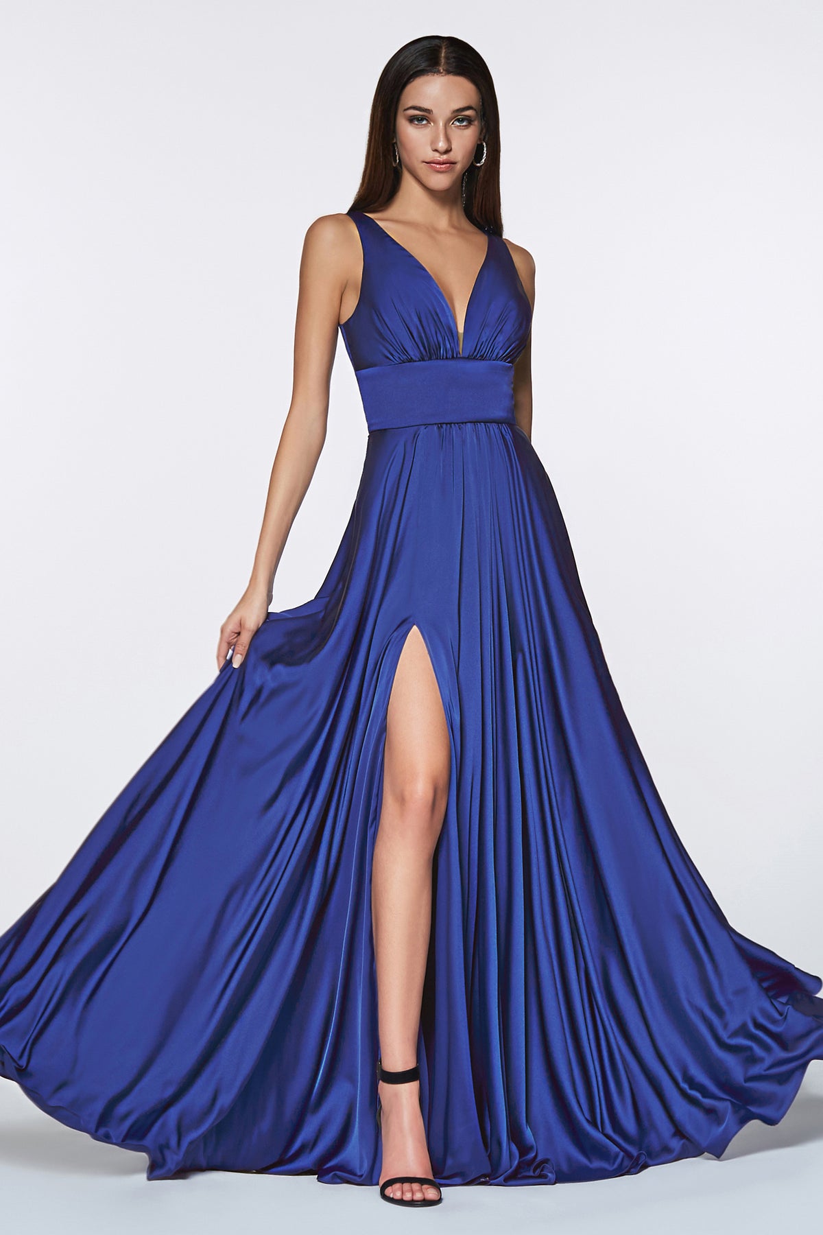 Cinderella Divine 7469 Gorgeous Chifon A Line Pleated V Neck Dress