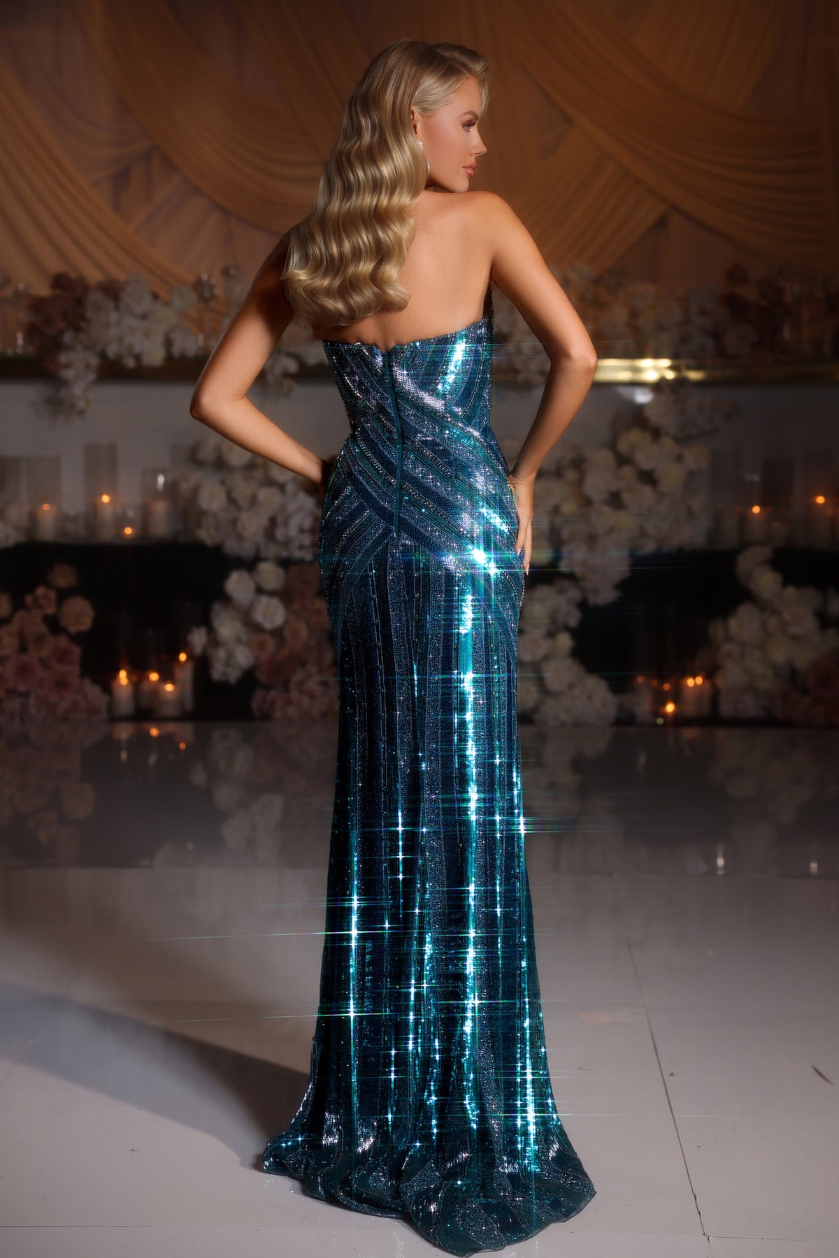 PORTIA and SCARLETT PS25449C Deep V Neck Slit Leg Dress