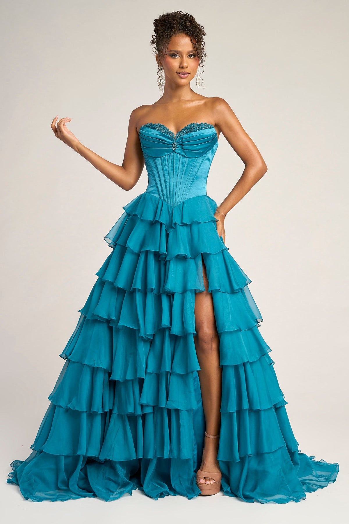 PORTIA and SCARLETT PS25963 Strapless Corset Layered Gown