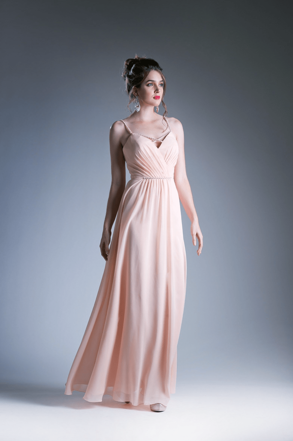 Crystal & Chiffon Flowing Long Dress By Cinderella Divine - NORMA REED