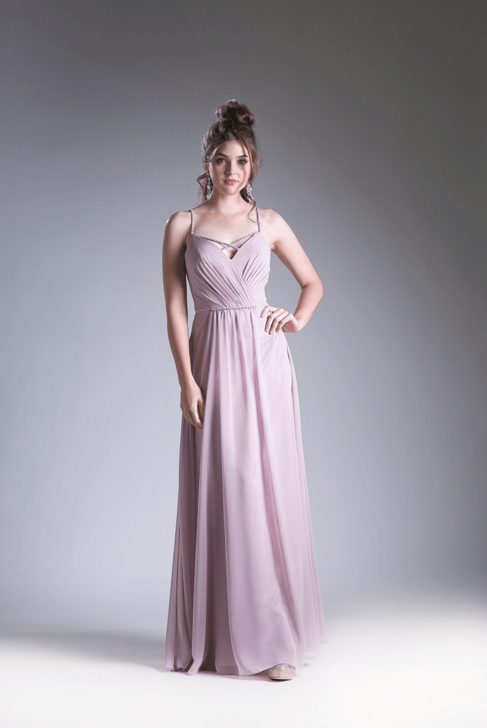 Crystal & Chiffon Flowing Long Dress By Cinderella Divine - NORMA REED