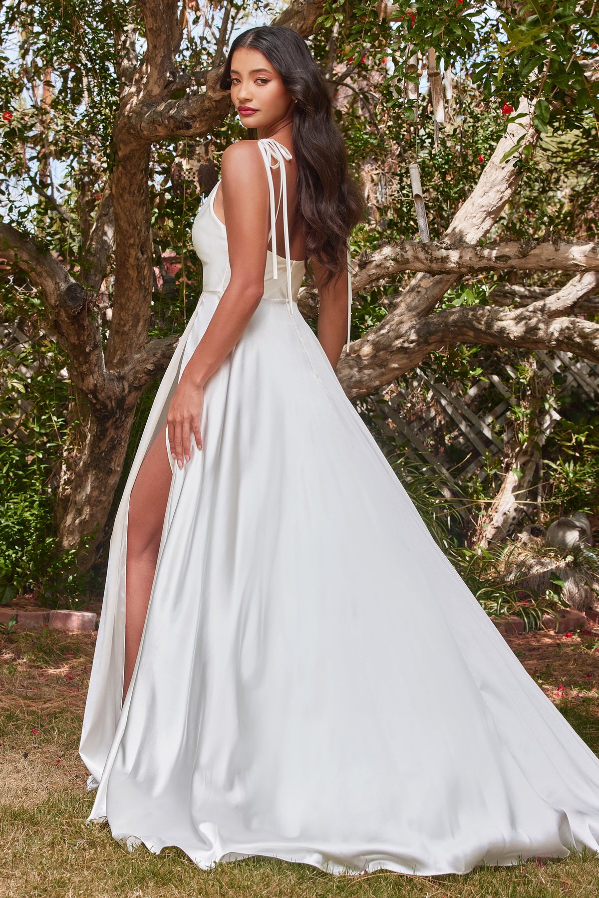 Ladivine BD104W Cowl A Line Satin Bridal Gown