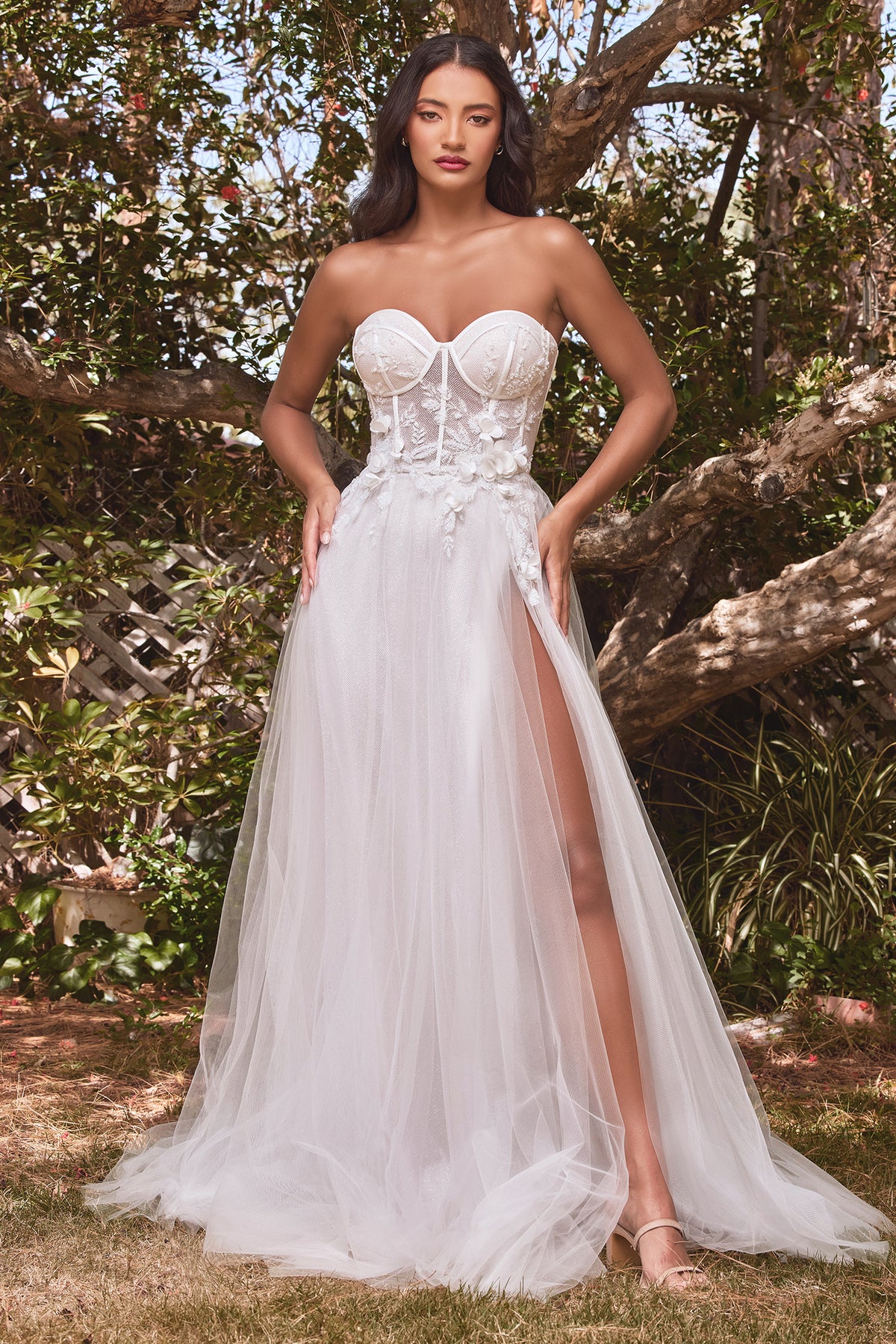 Ladivine CB080W Strapless Floral Bridal Gown