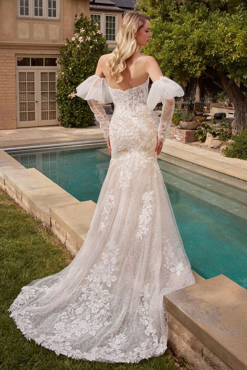 Ladivine CDS431W Lace Mermaid Bridal Gown with Removable Sleeves