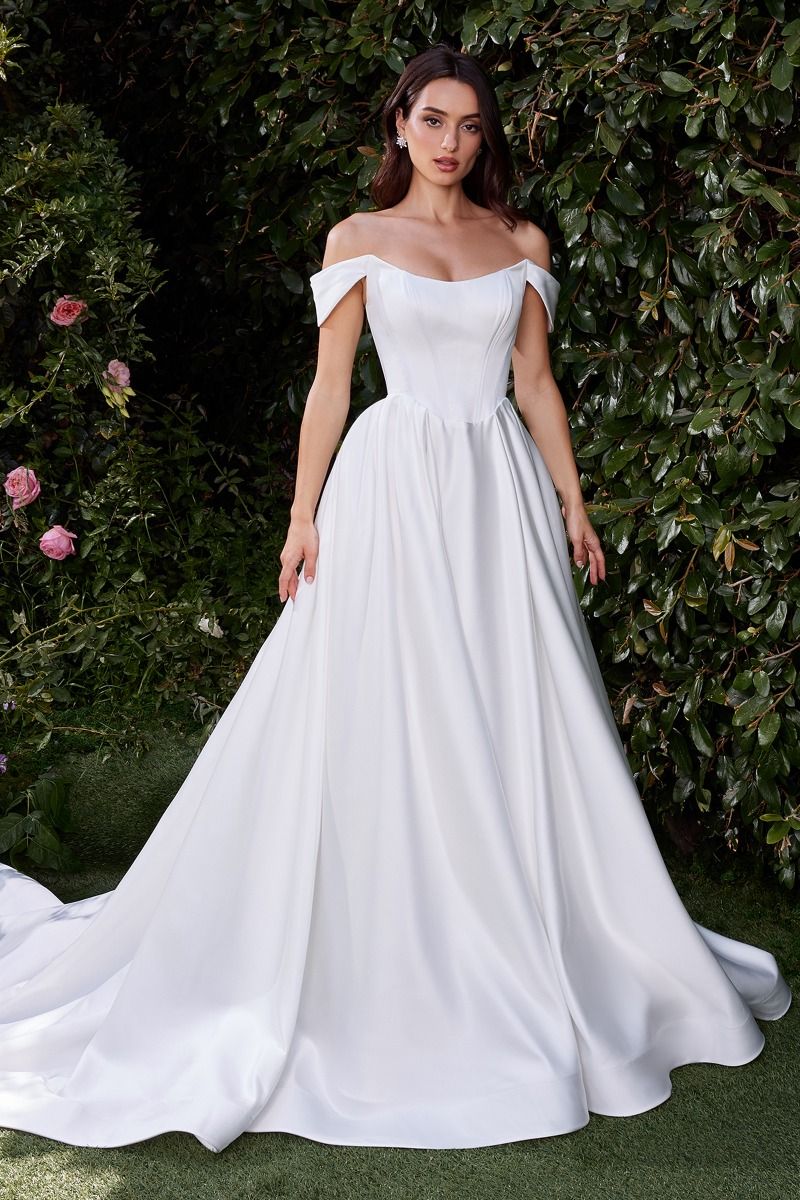 Ladivine CDS513W Off The Shoulder Soft Satin Bridal Gown