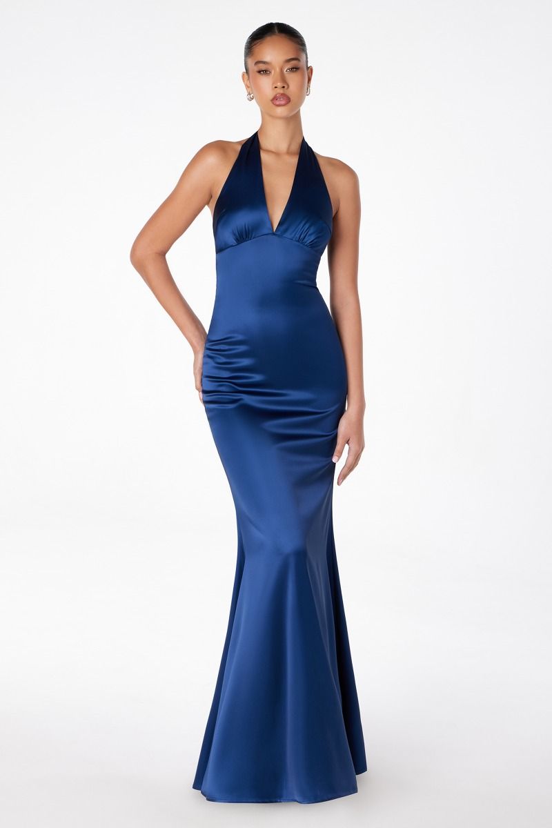 Astee T2001P Satin Halter Dress