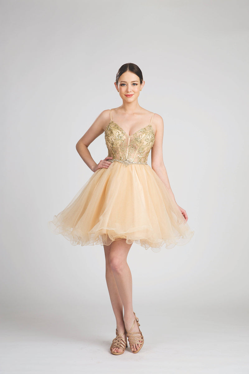 Fiesta 53156 Sparkling Sequin & Stone Corset Damas Dress | Dama Quince - NORMA REED