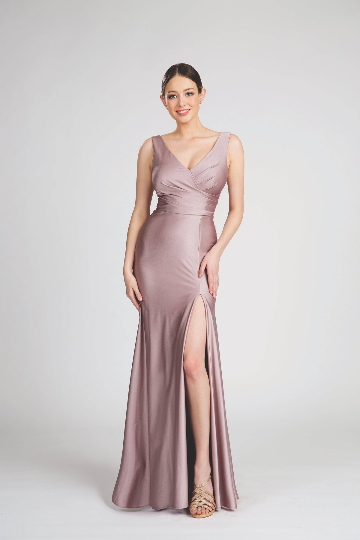 Fiesta 7208 Satin Slit Leg Dress | 8 Colors - NORMA REED