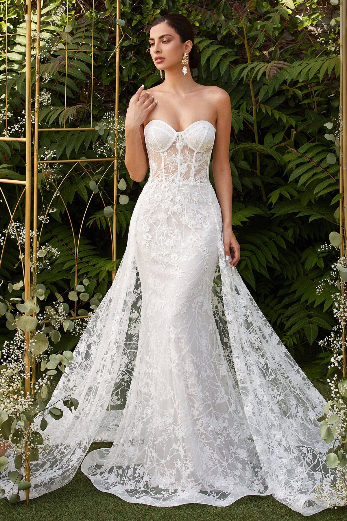 Stunning Corset-Wired Wedding Gown with Mermaid Lace Design and Train #CDCB046W - NORMA REED