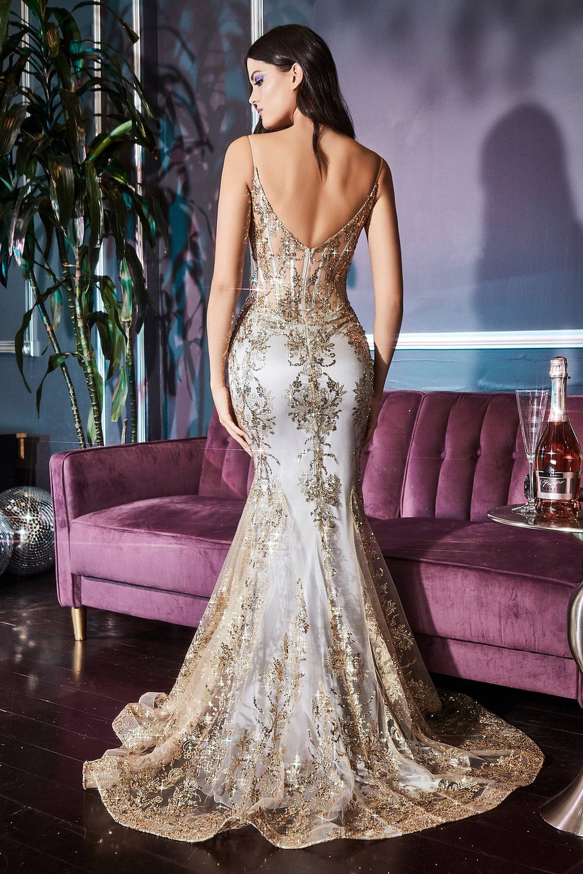 Cinderella Divine J810 Sparkling Mermaid Corset Dress with Sheer Bodice & Lace Embroidery Sizes 12 - 16 - Prom 2023 Norma Reed - NORMA REED