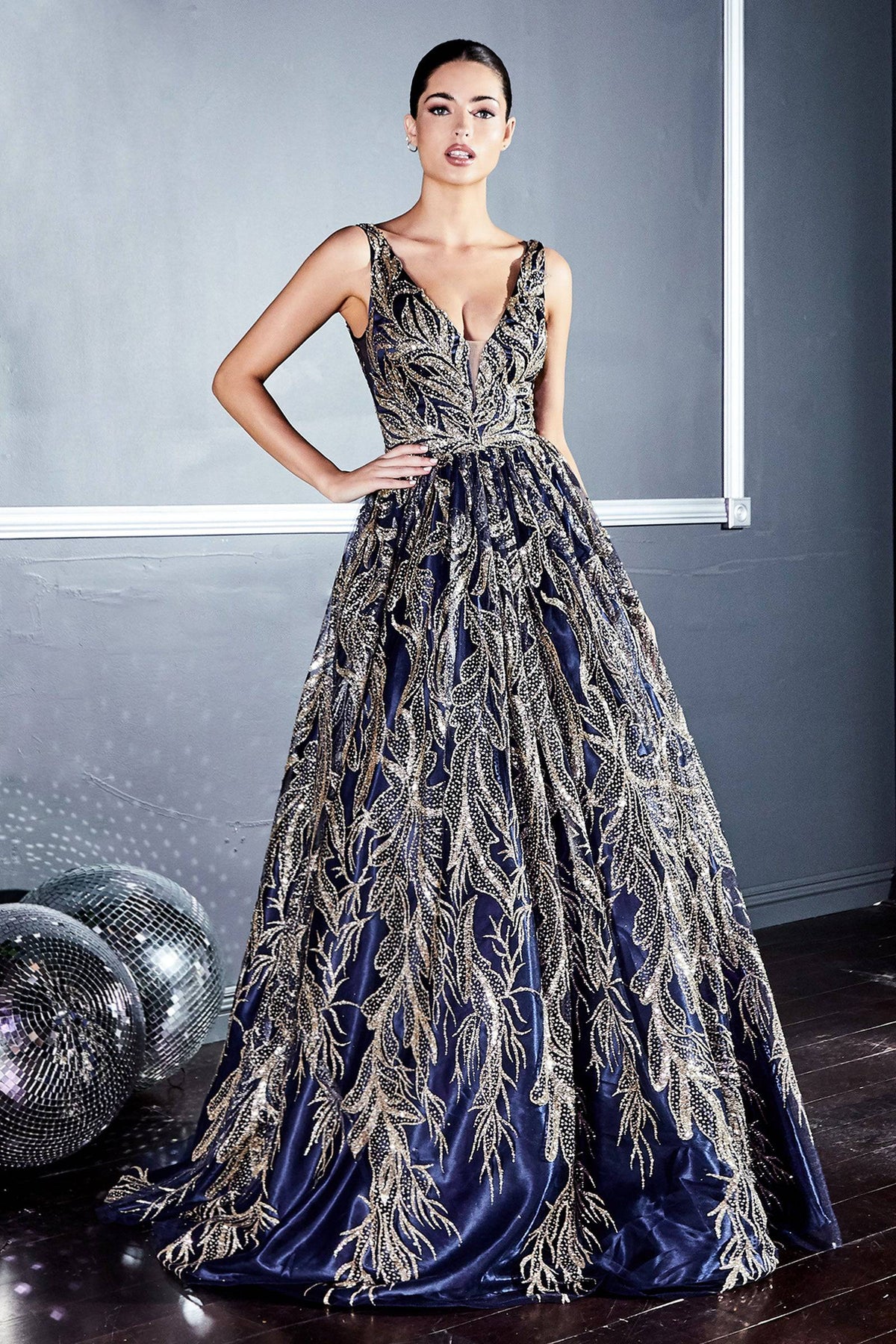 Opulent Ball Gown with Embroidered Detailing and Layered Satin Skirt #CDJ812 - NORMA REED