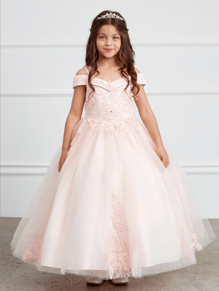 Kids Off Shoulder Portrait Neckline Dress #TK7034 | Norma Reed - NORMA REED