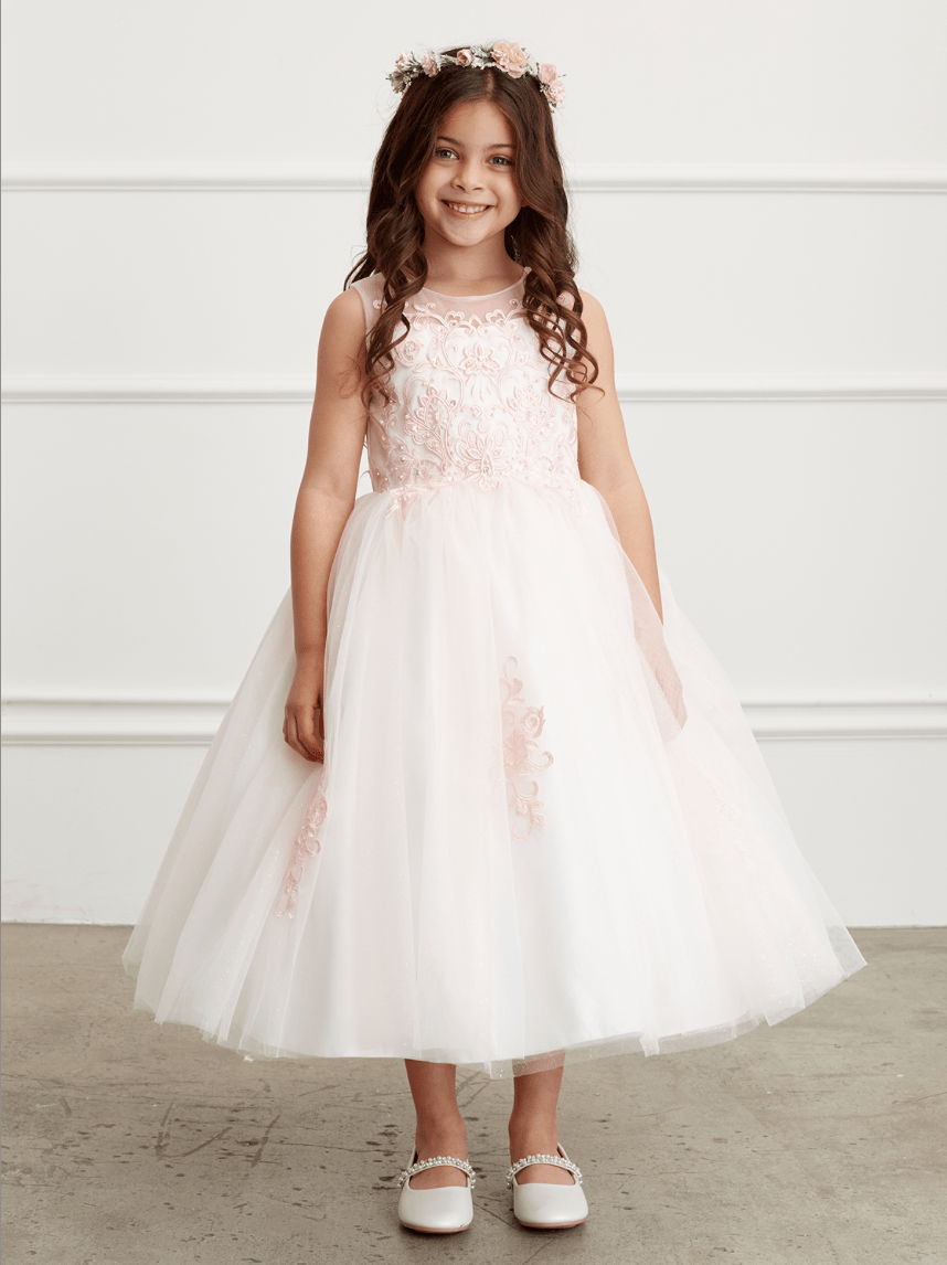 Kids Illusion Sweetheart Neckline Dress #TK5818 | Norma Reed - NORMA REED