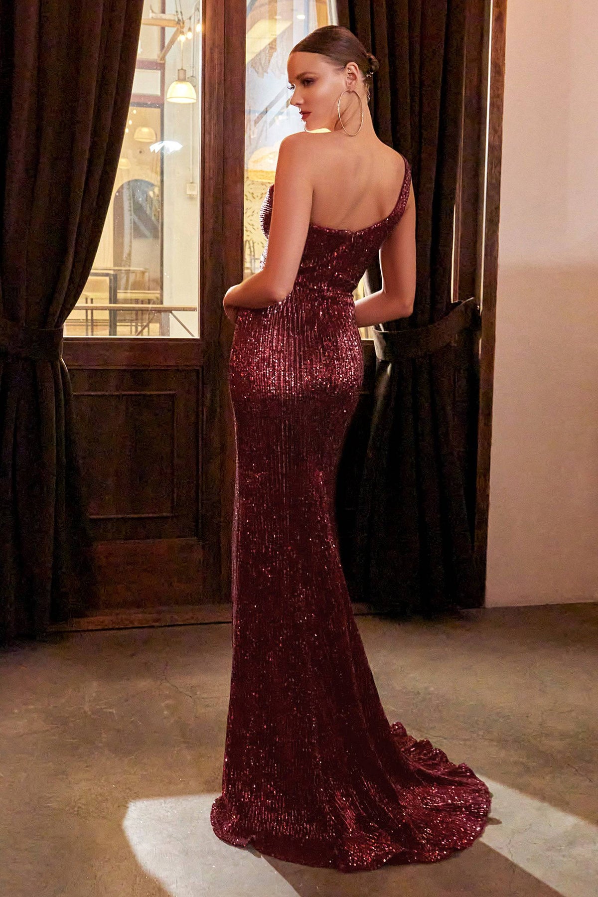 Cinderella Divine CH182 Shimmering Sequin One Shoulder Dress - NORMA REED